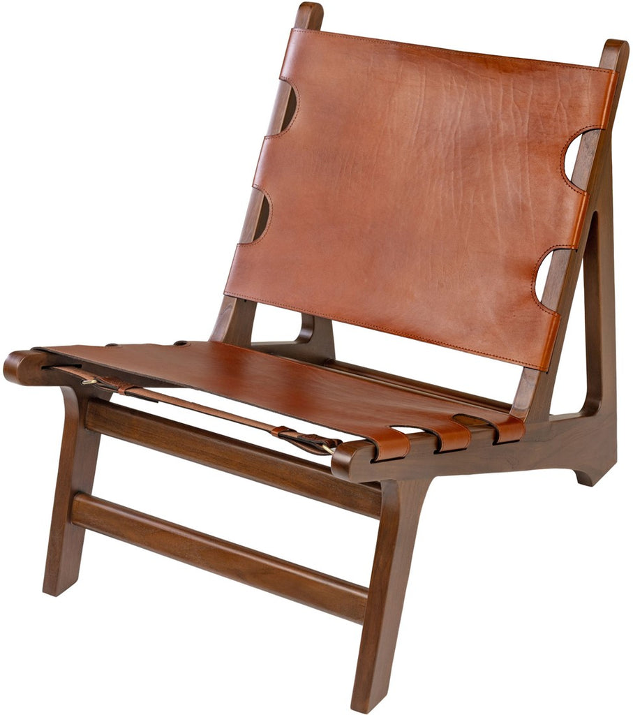 Teak and Natural Leather Lounge Chair