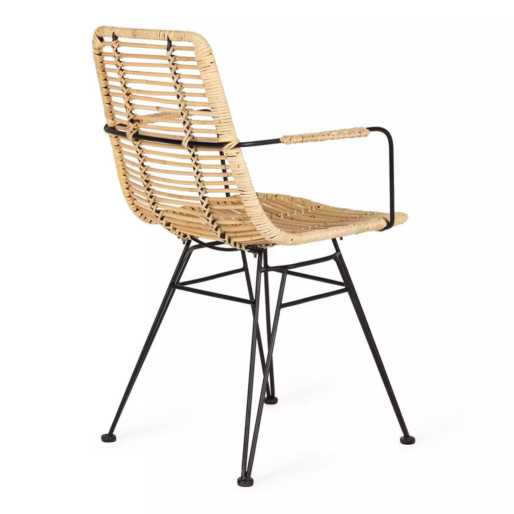 Rattan dining chair with armrests