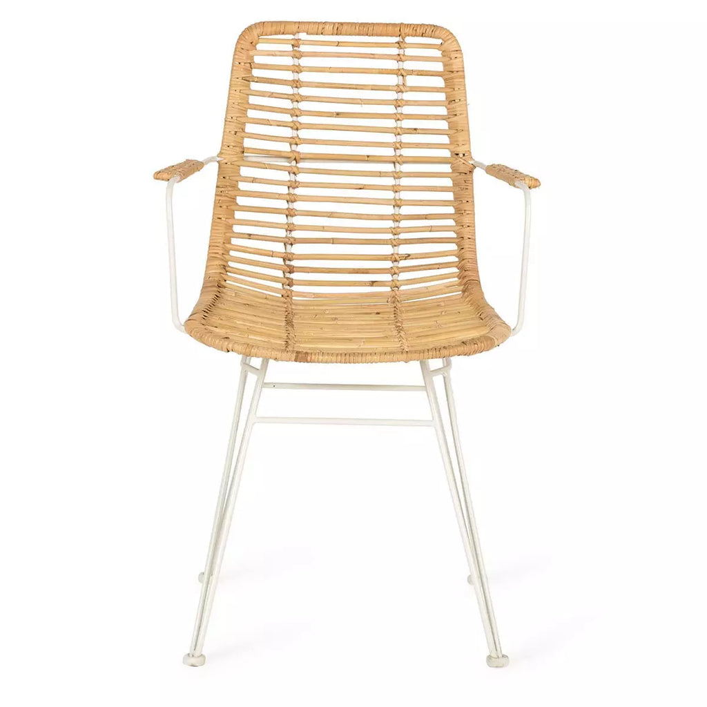 Rattan dining chair with armrests