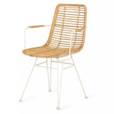 Rattan dining chair with armrests