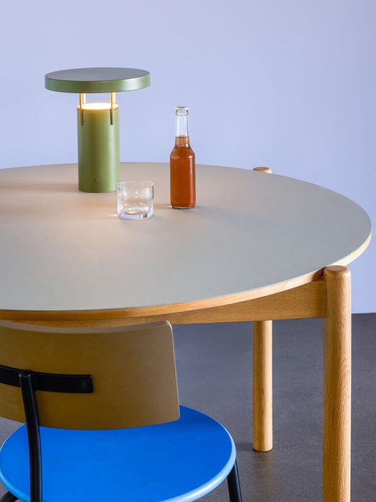 Oblique Dining Table Round Grey