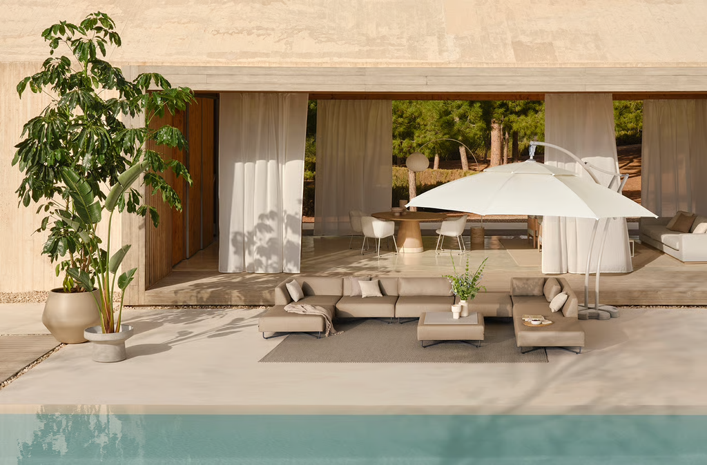 Orlando O2 Garden Sofa 3 Modules w. open end – right-Ocean - Outdoor fabric, Dark Grey
