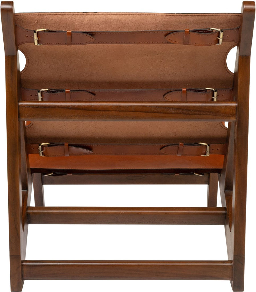 Teak and Natural Leather Lounge Chair