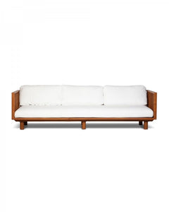 Outdoor teak 3-seater sofa white