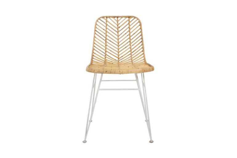 Dining Chair Rattan/White Metal