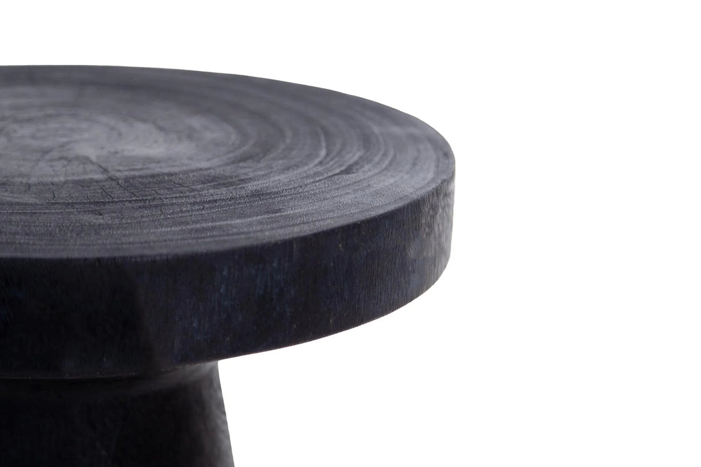 Suar wood black side table