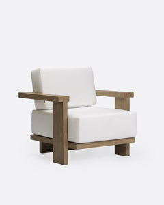 Outdoor teak 1-seater outdoor sofa in white