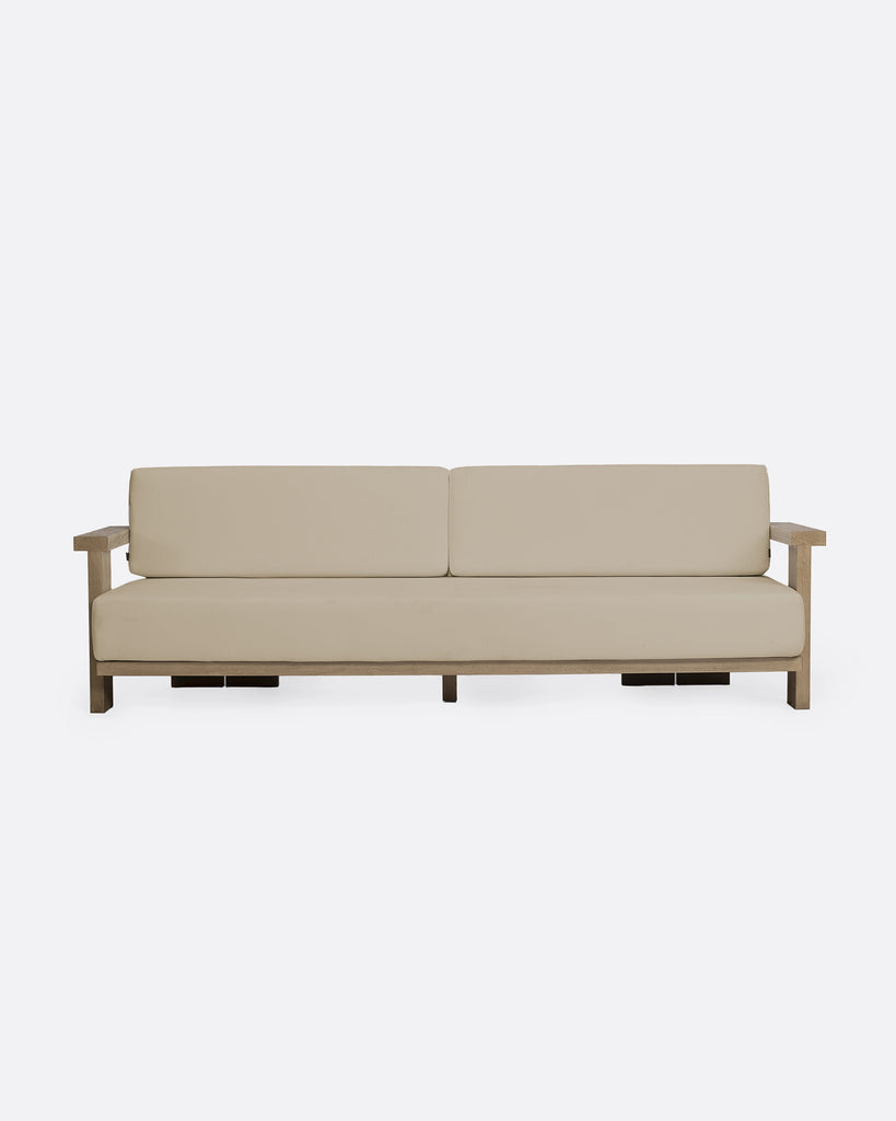Outdoor teak 3/4-seater outdoor sofa in natural