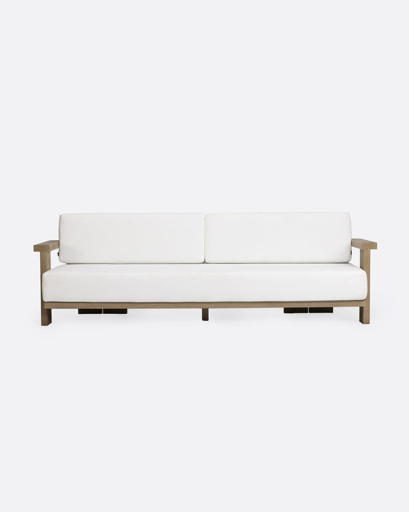 Outdoor teak 3/4-seater outdoor sofa in white