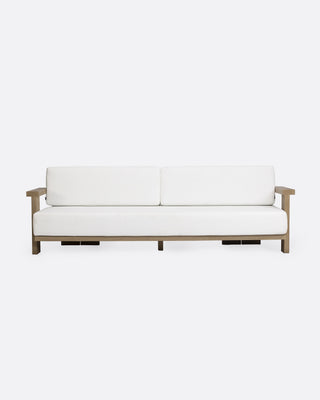 Outdoor teak 3/4-seater outdoor sofa in white
