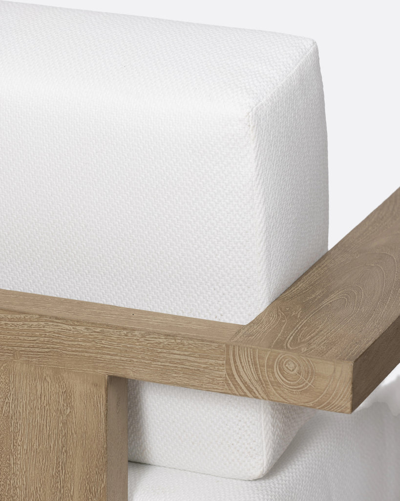 Outdoor teak 3/4-seater outdoor sofa in white