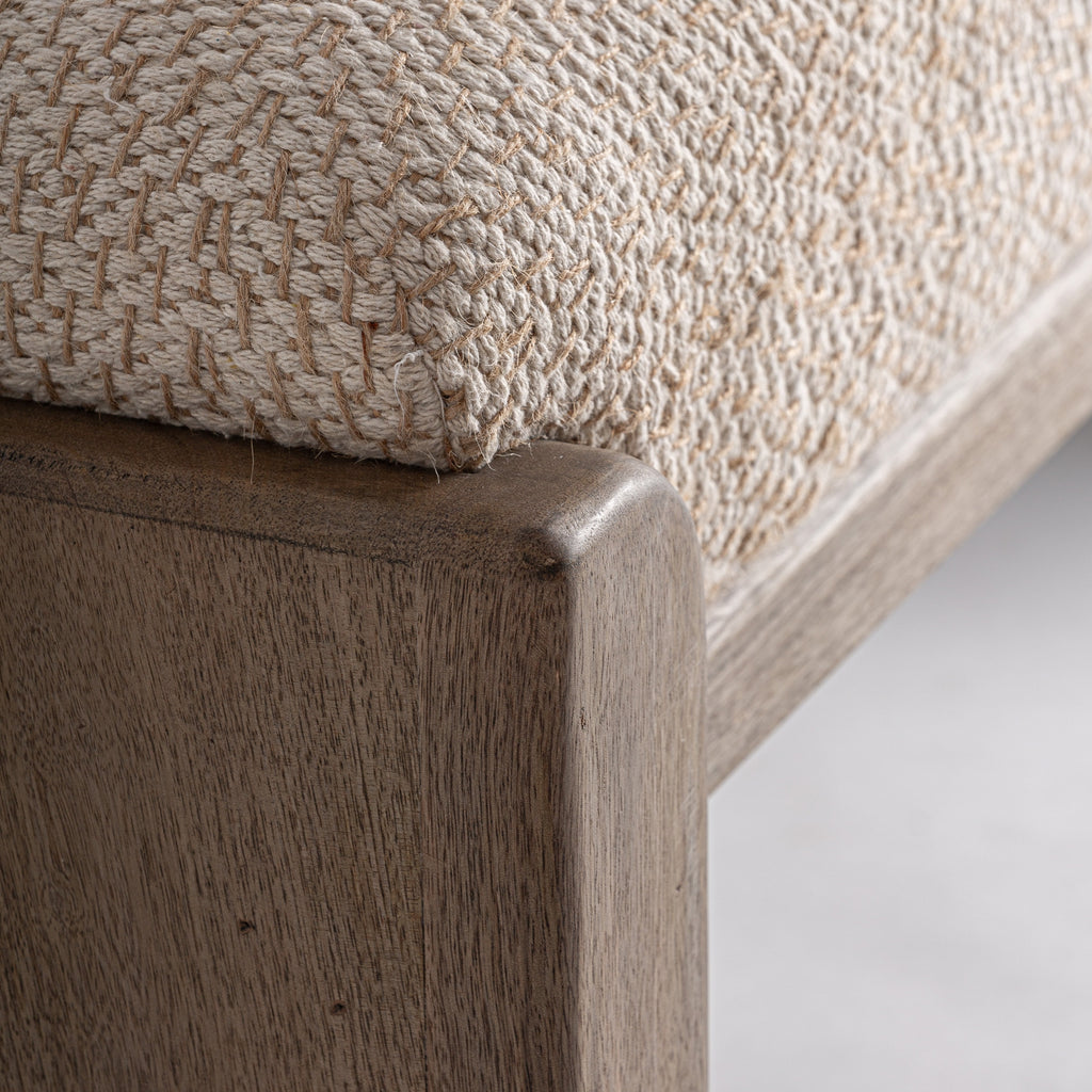 Mango Wood and Jute Bed Foot Stool