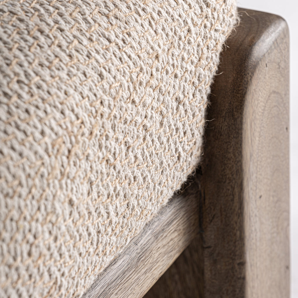 Mango Wood and Jute Bed Foot Stool
