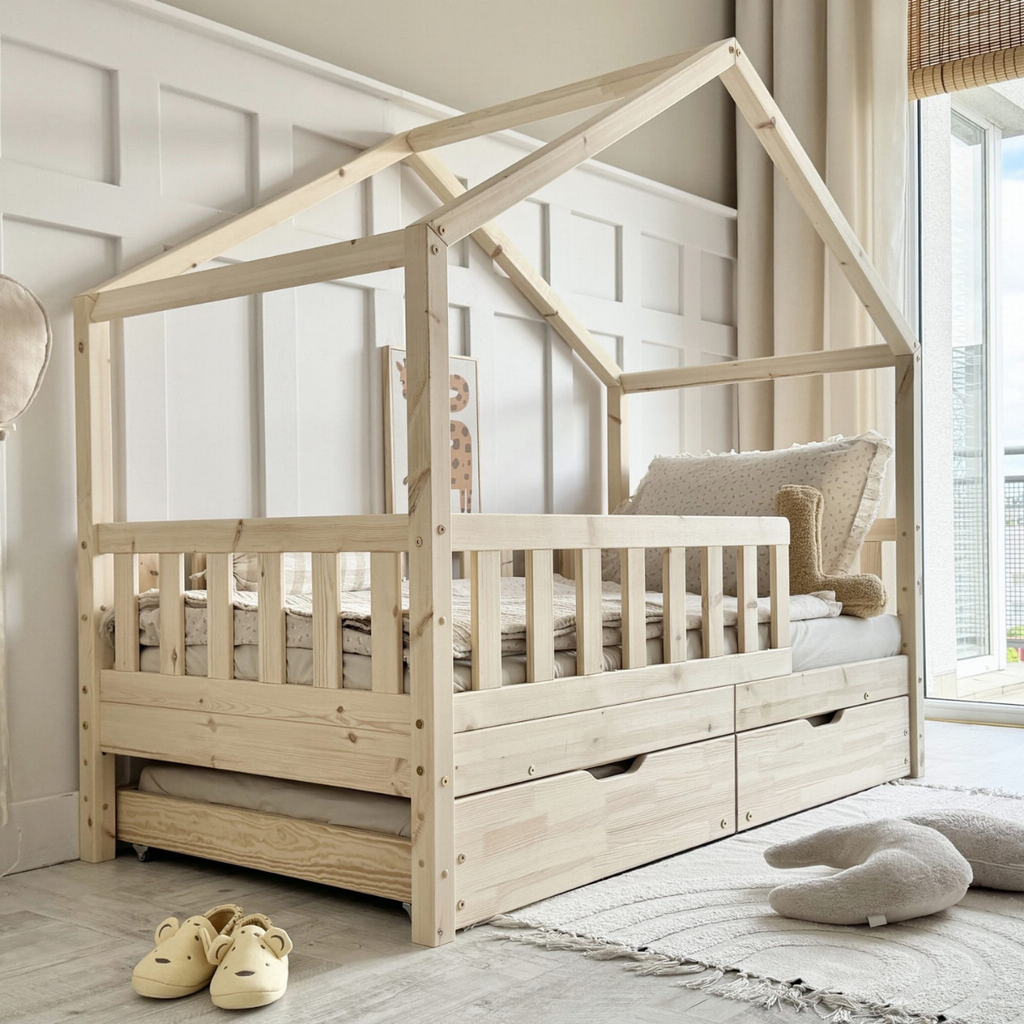 Łóżko Housebed Gabby Plus 200×90 Naturalne drewno (szybka wysyłka 48h)
