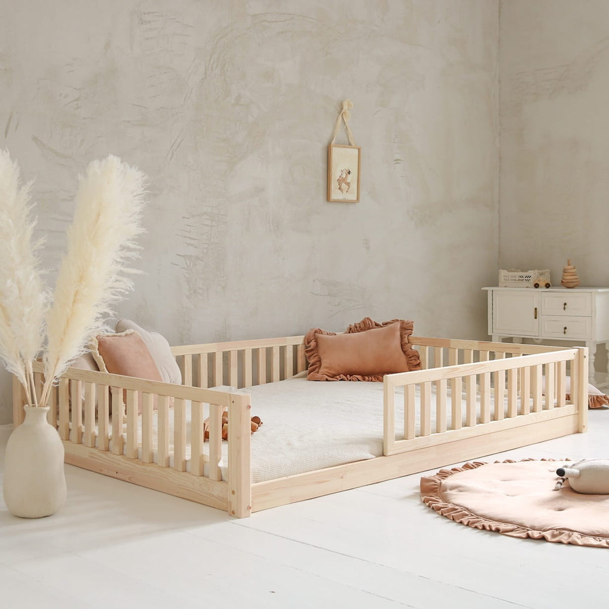 Basic Love with railing 2/3 length 200x140 natural (feet 1 cm)