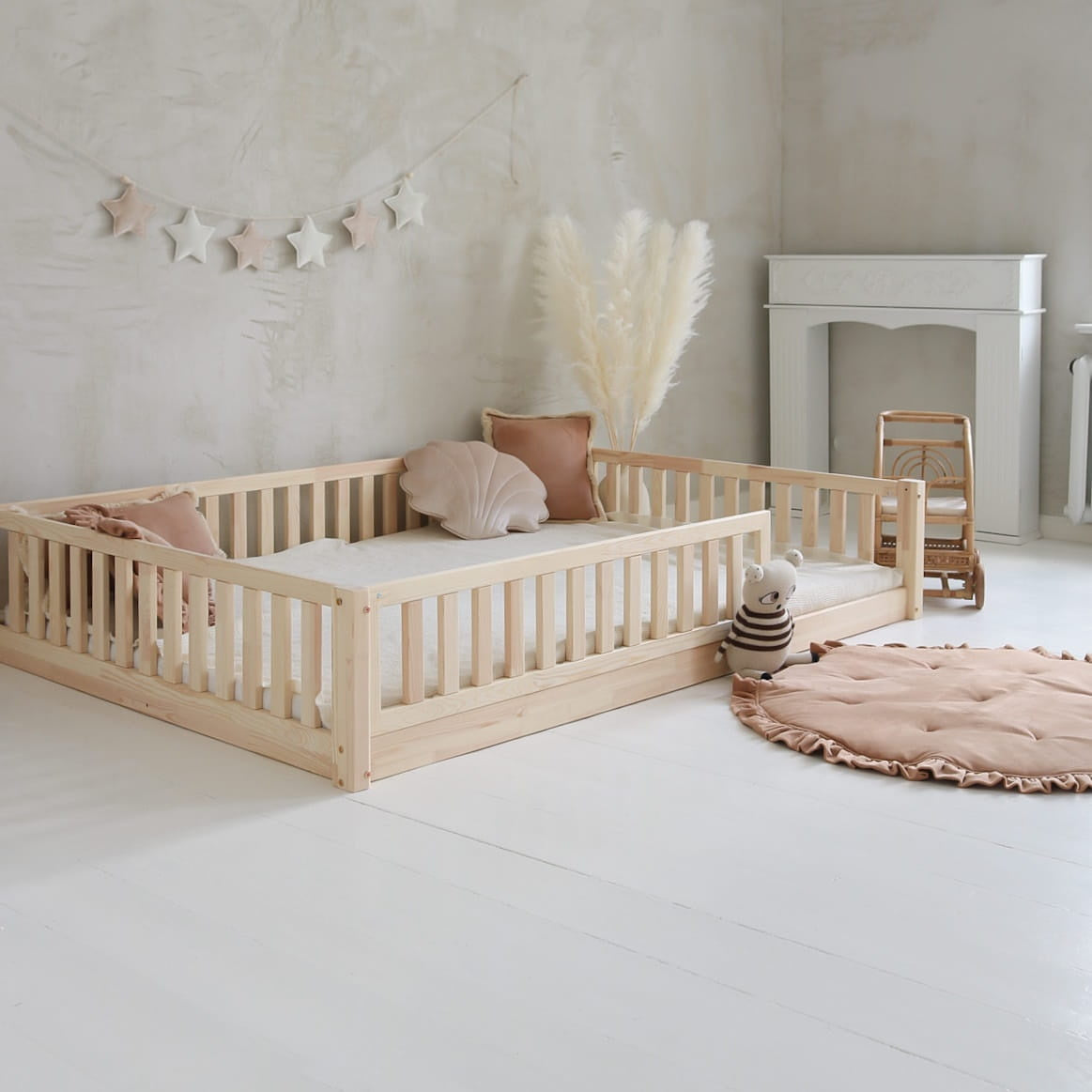 Basic Love with railing 2/3 length 200x140 natural (feet 1 cm)