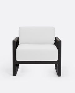 Outdoor black teak 1-seater sofa white