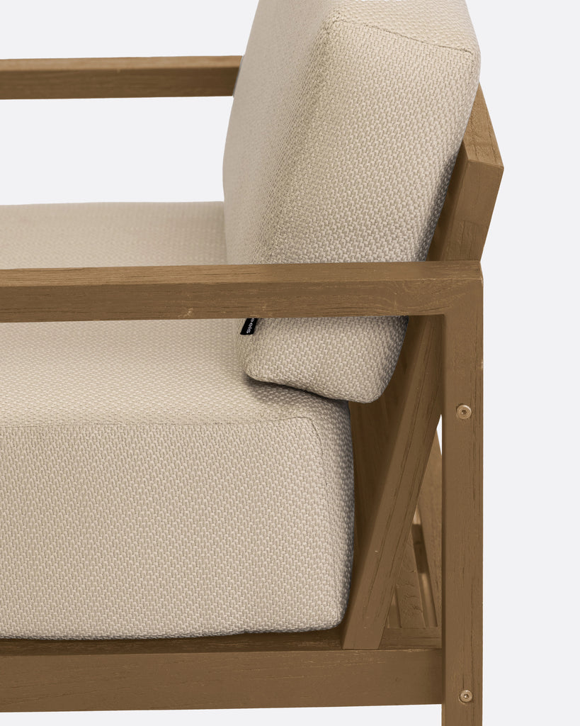 Outdoor teak 1-seater sofa natural