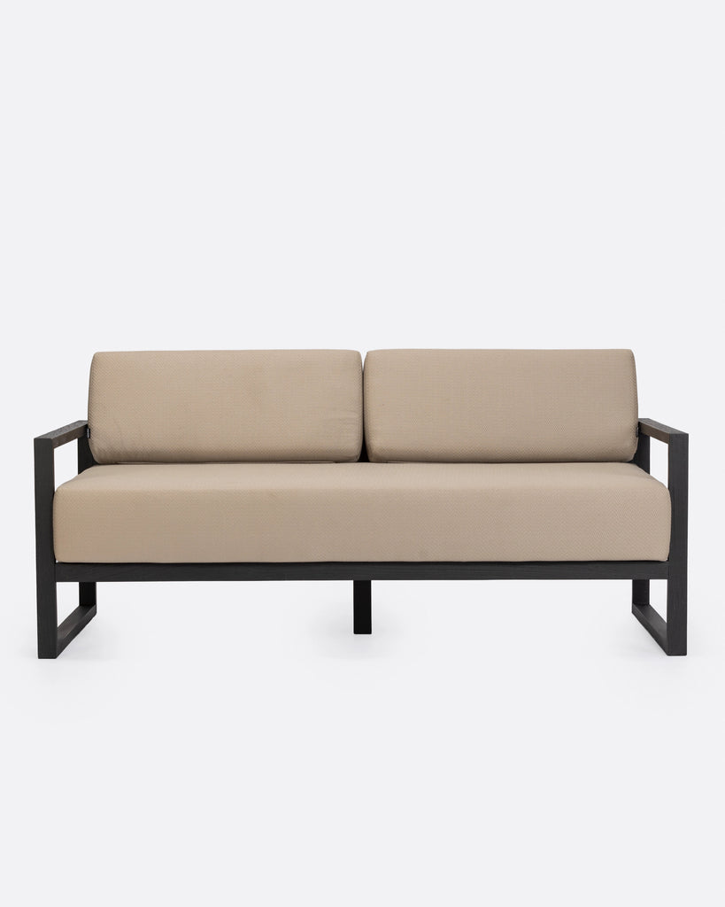 Outdoor black teak 2/3-seater sofa natural