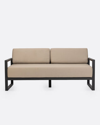 Outdoor black teak 2/3-seater sofa natural