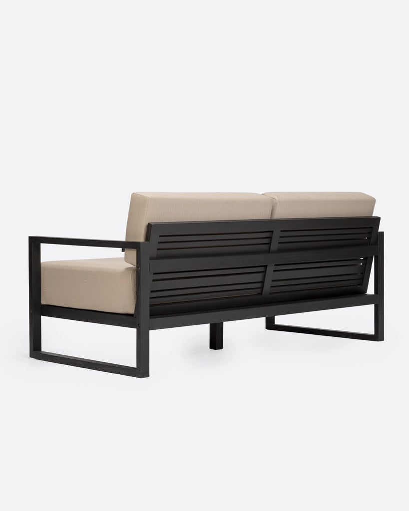Outdoor black teak 2/3-seater sofa natural