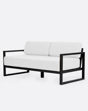Laden Sie das Bild in den Galerie-Viewer, Outdoor black teak 2/3-seater sofa white