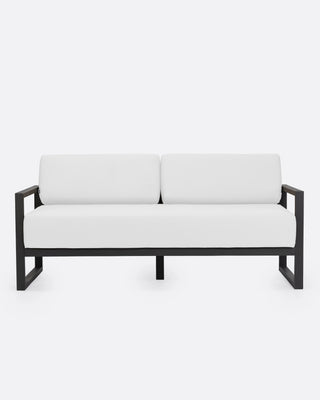 Outdoor black teak 2/3-seater sofa white