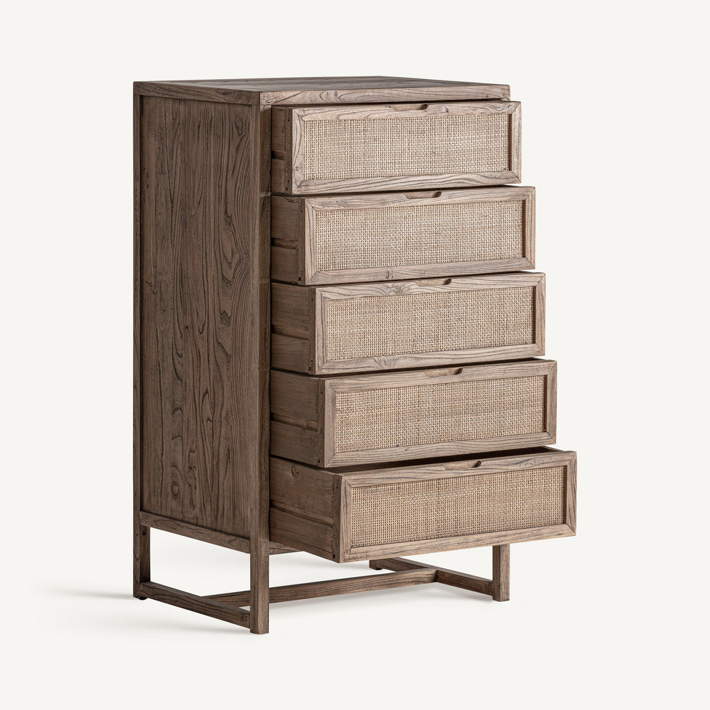 Elm wood chest of drawers Tall