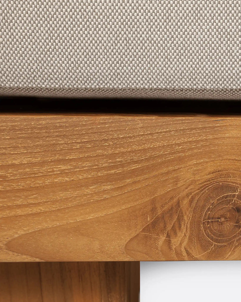 Outdoor teak 4-seater sofa right natural