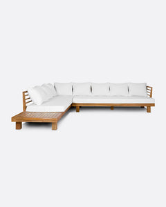 Outdoor teak 4-seater sofa left white