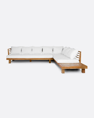 Outdoor teak 4-seater sofa right white