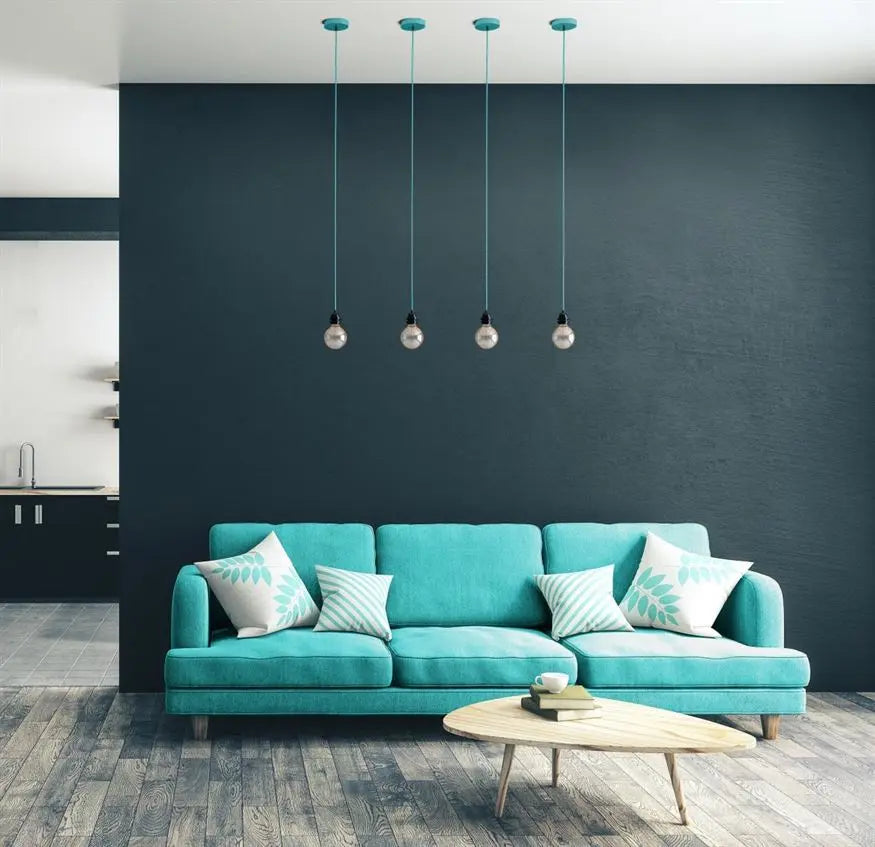 HANG 1 turquoise pendant in a living room