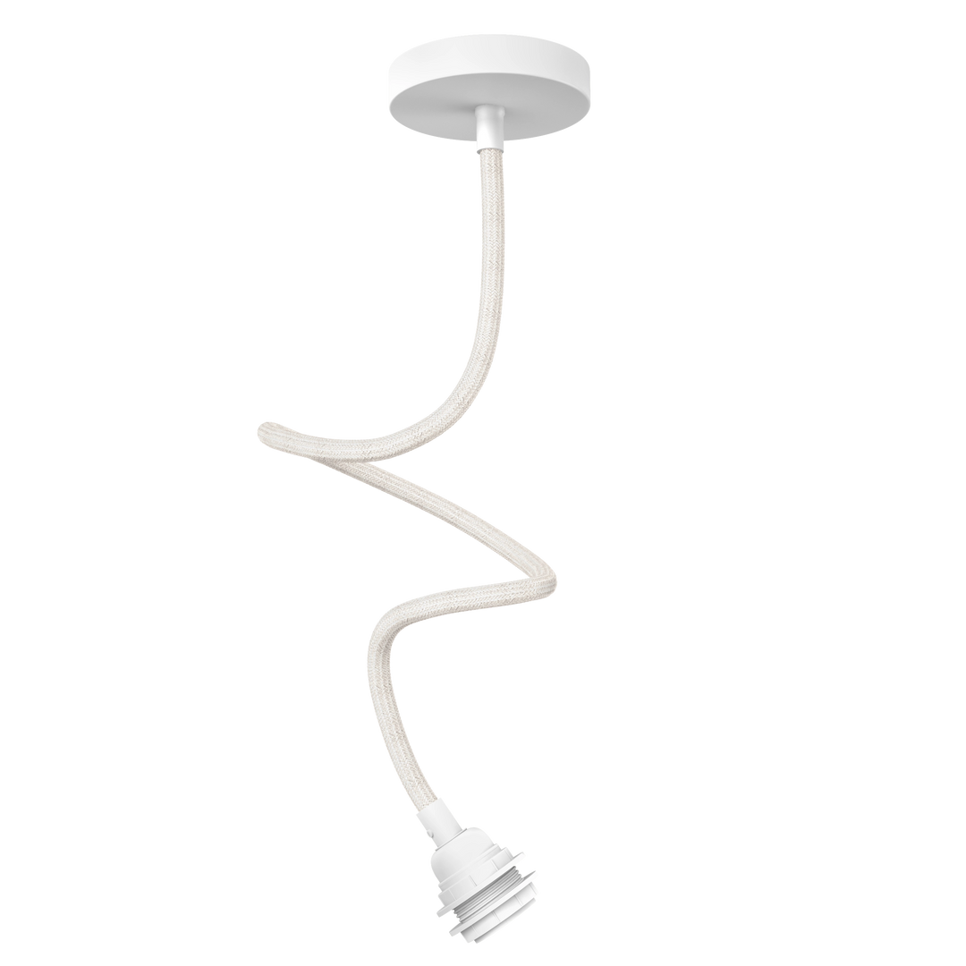 TWIST adjustable single pendant in white linen