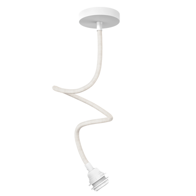 TWIST adjustable single pendant in white linen