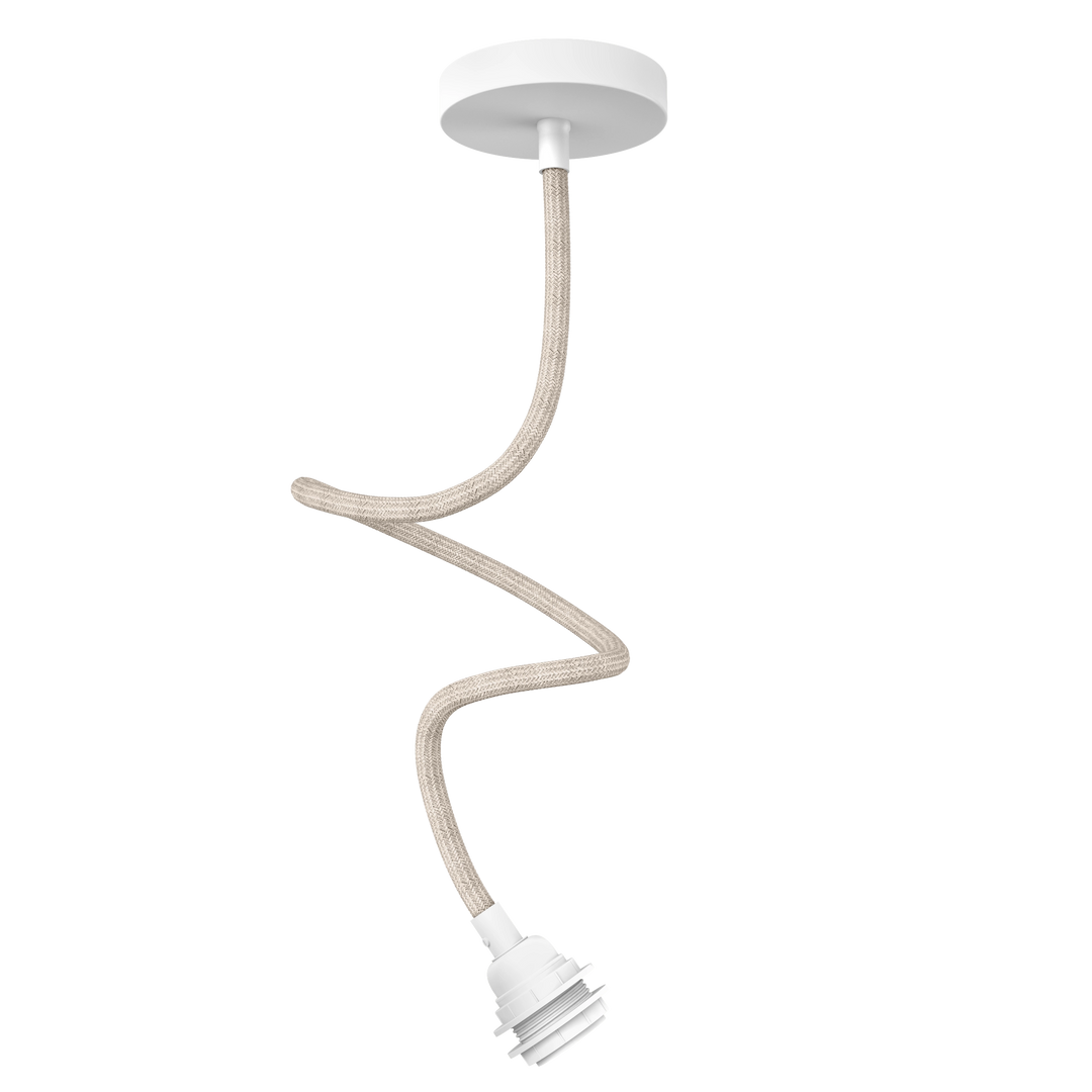 TWIST natural linen pendant with white socket