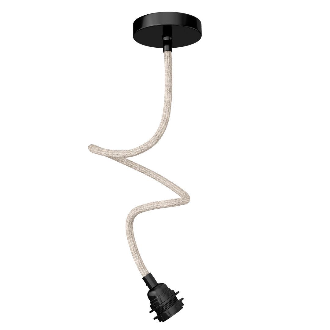 TWIST natural linen pendant with black socket