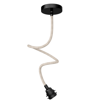 TWIST natural linen pendant with black socket