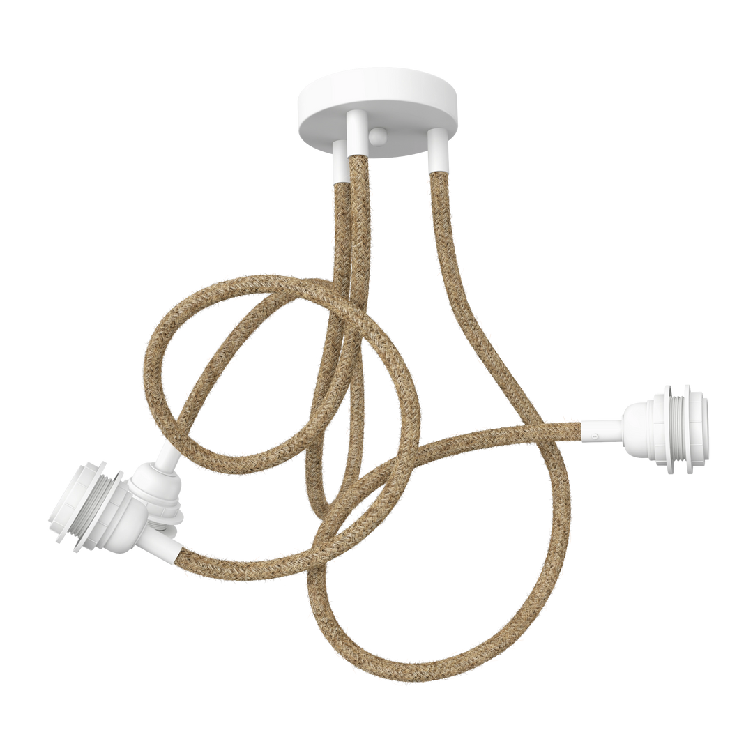 TWIST 3-light twine pendant with white socket