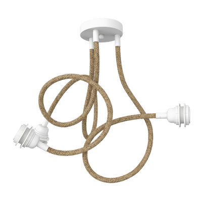 TWIST 3-light twine pendant with white socket