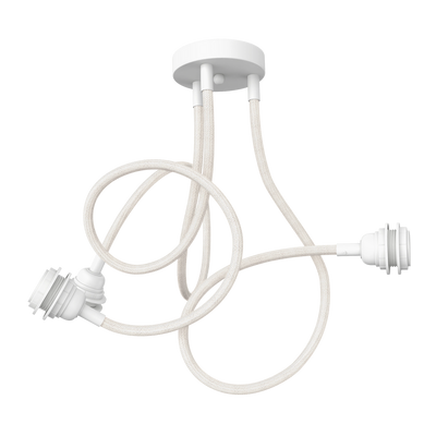 TWIST 3-light white linen pendant