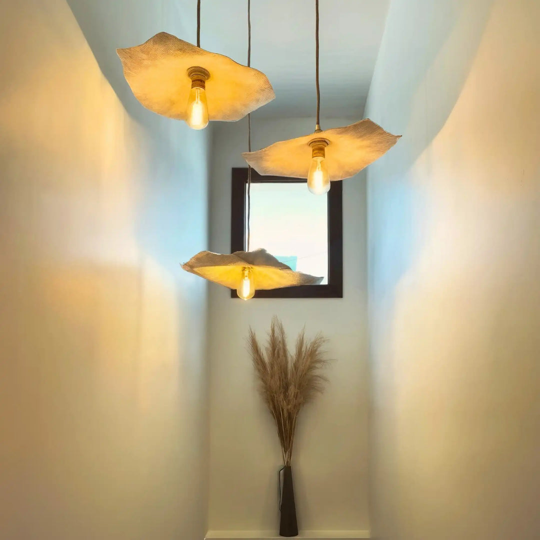 HANG 3 raw twine pendant in a hallway