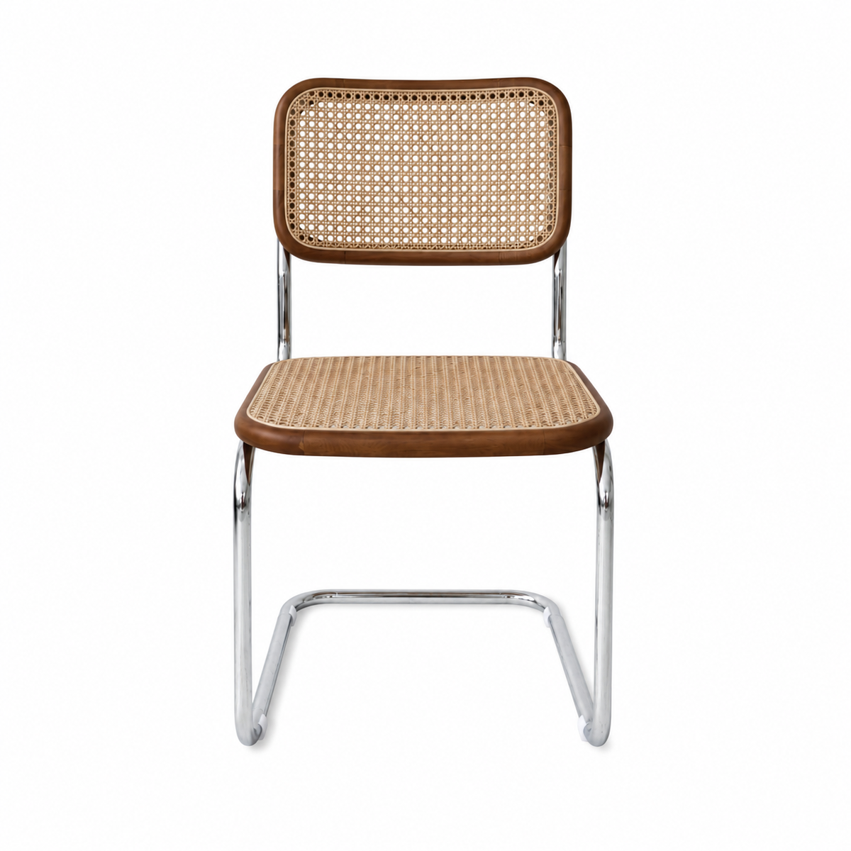 Swing Dining Chair - Natural Rattan - Walnut/Chrome