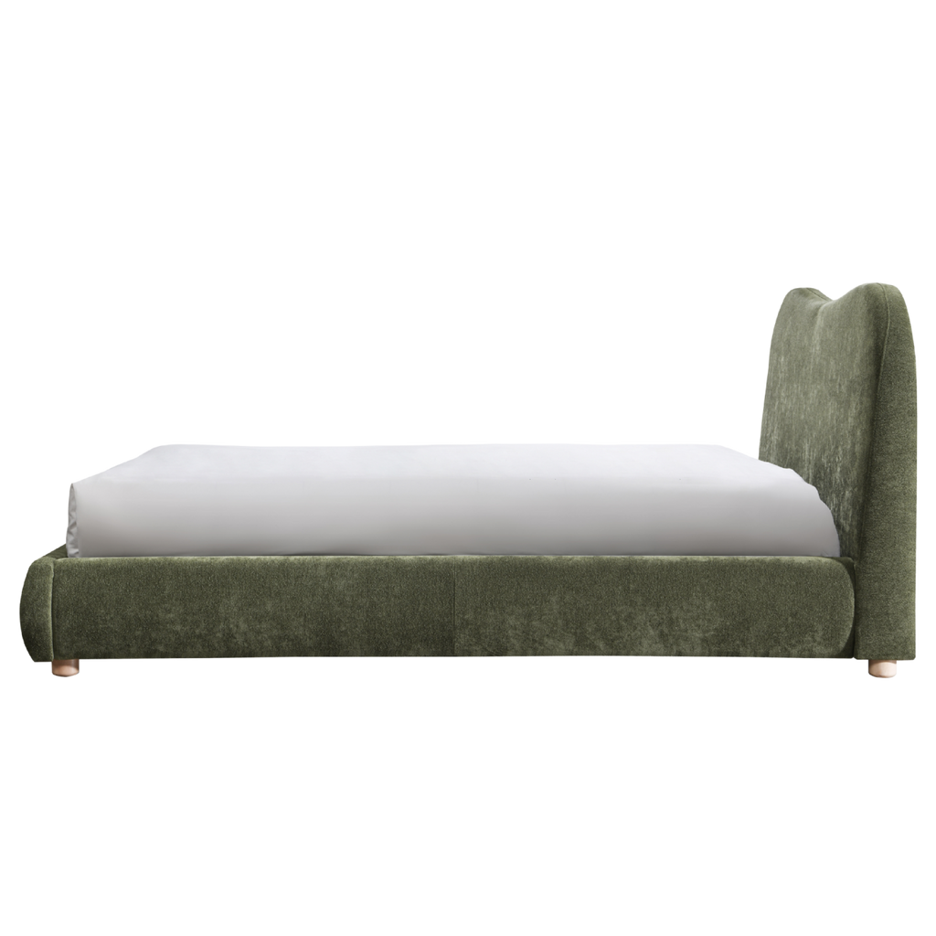 Wave Bed in Olive Soft Weave