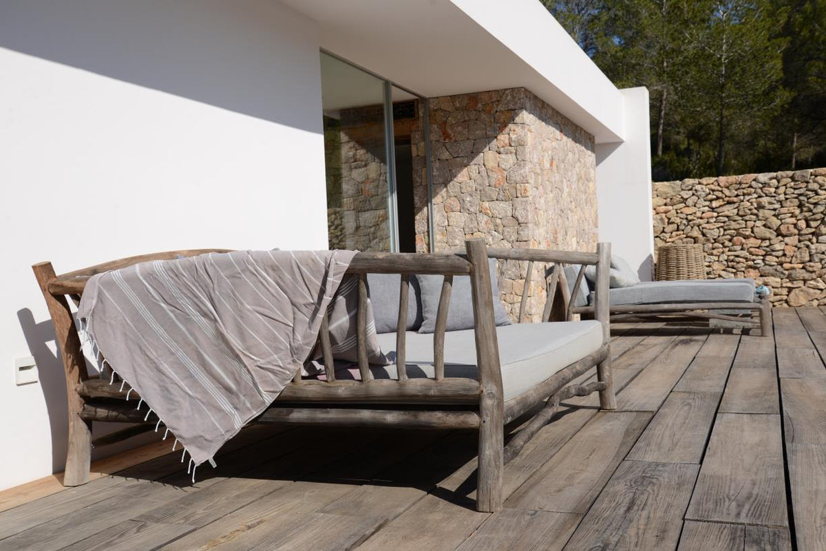 Deep bench with Sunbrella cushion included