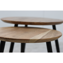 Load image into Gallery viewer, Coffee table - ø60/ø50 - Natural/black - Acacia wood/iron - Set of 2