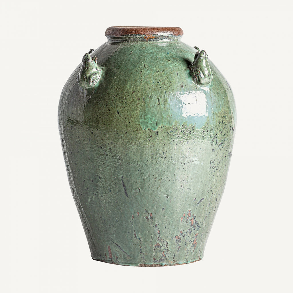 Green amphora vase