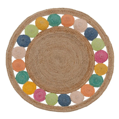 MULTICOLORED JUTE  RUG 120 X 120 X 0.90 CM