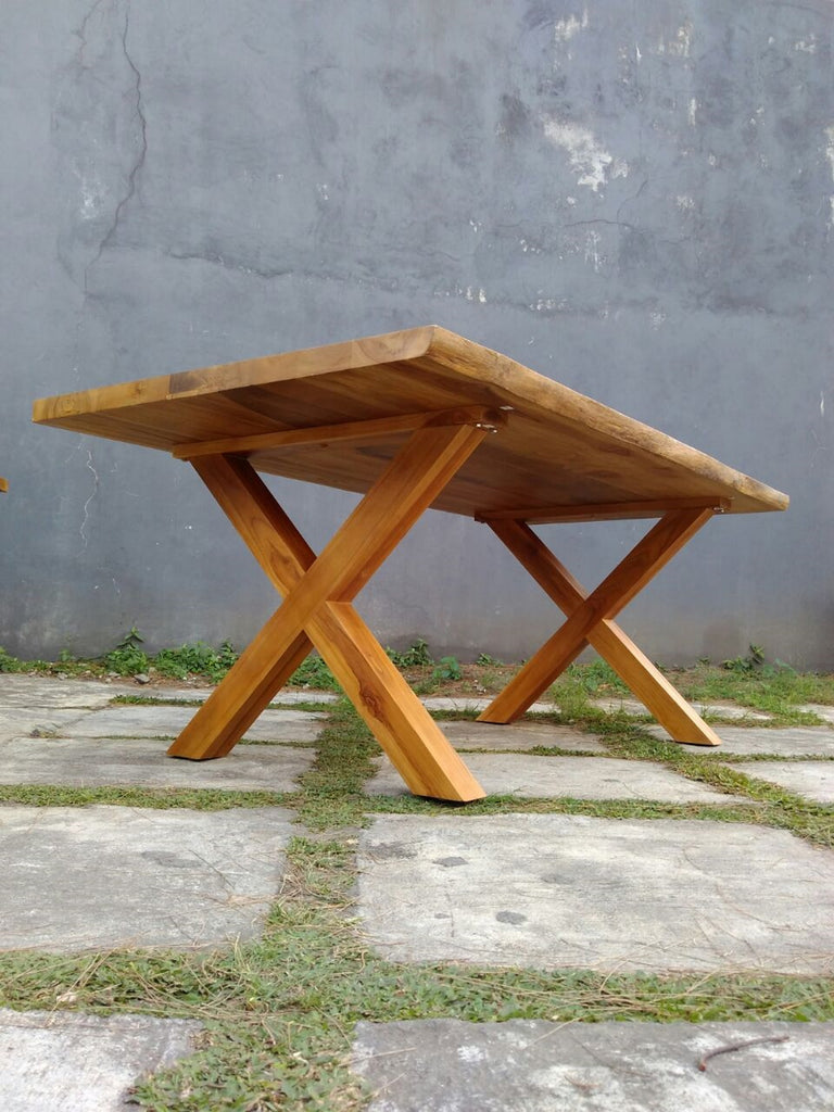 SOLID TEAK WOOD DINING TABLE BOIS BLANC HOME