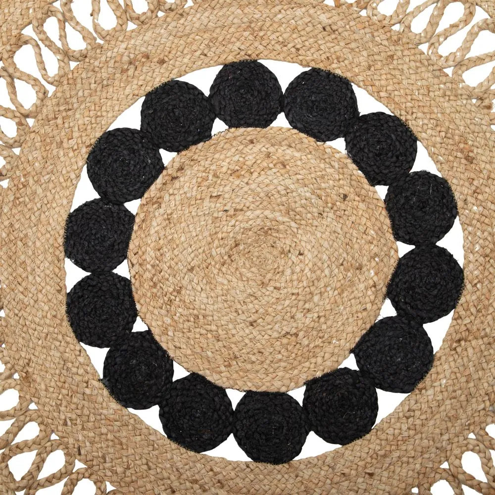 NATURAL RUG-BLACK JUTE  120 X 120 X 1 CM