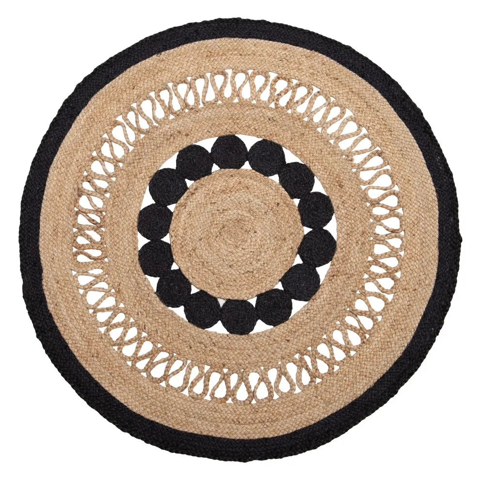 NATURAL RUG-BLACK JUTE  120 X 120 X 1 CM